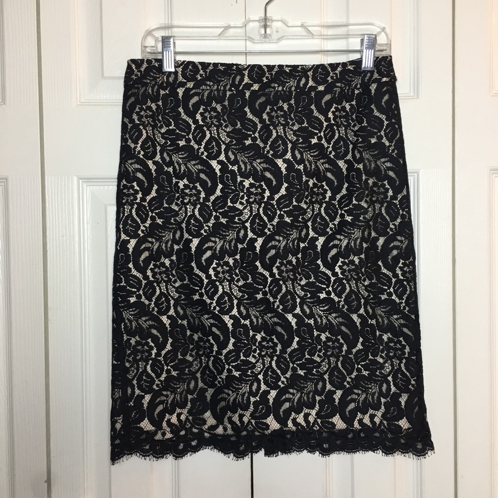 White House Black Market Lace Overlay Skirt